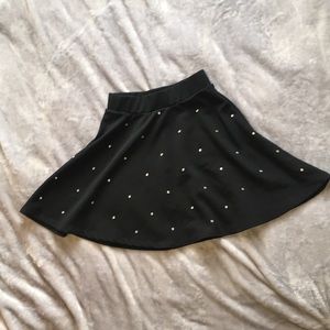 Black mini circle skirt with rhinestones